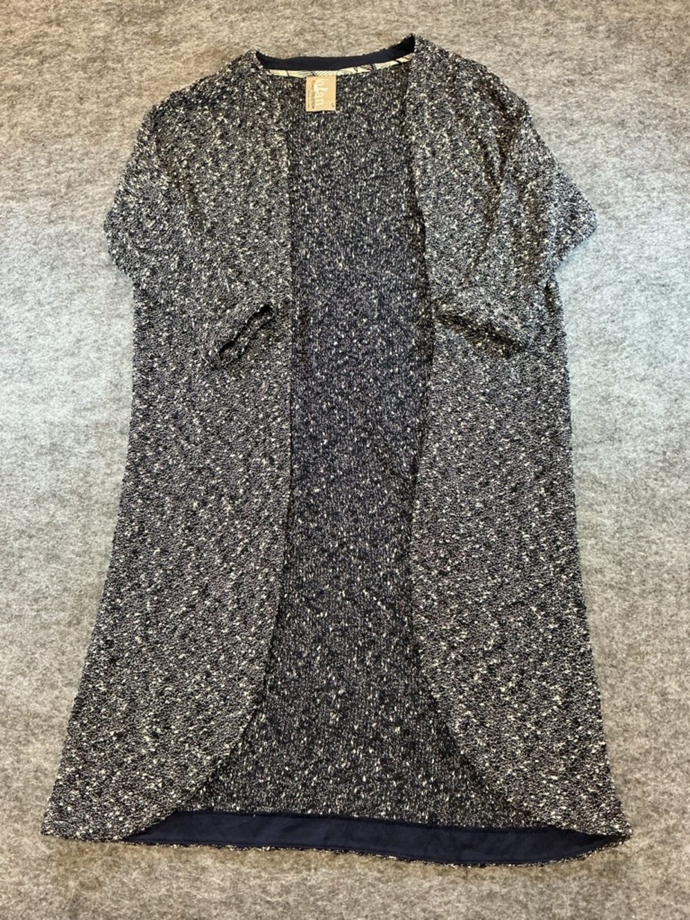 Dolan Left Coast Collection Navy Blue White Long Knit Cardigan A1